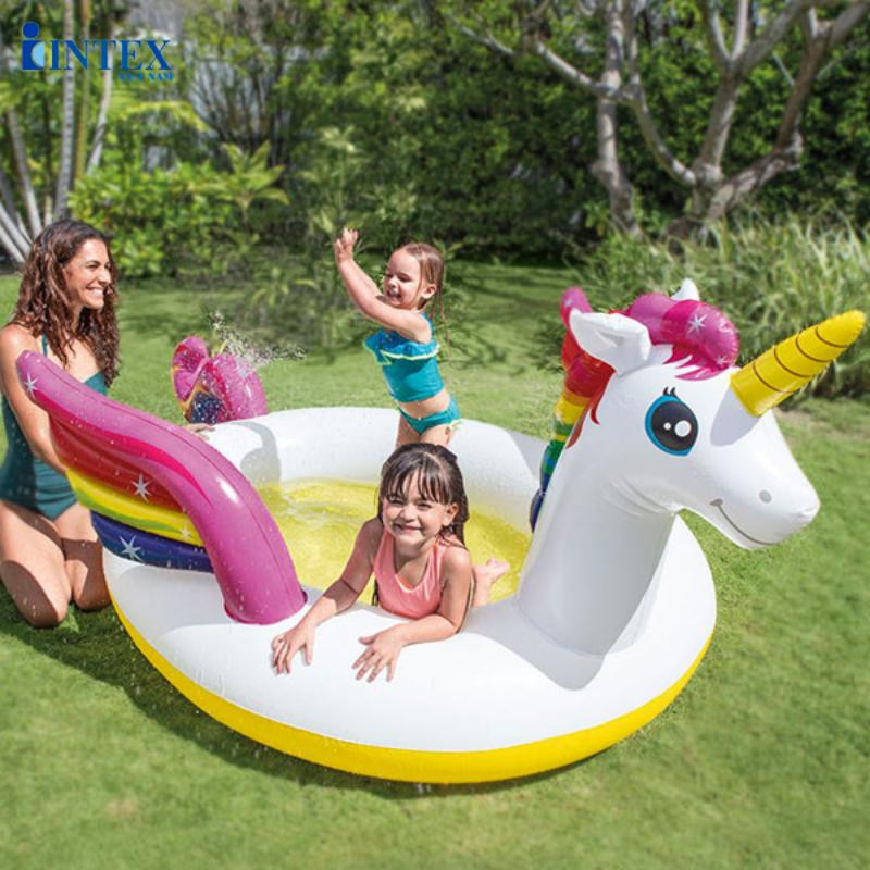 Hồ bơi phao ngựa thần sắc màu có vòi phun mưa INTEX 57441