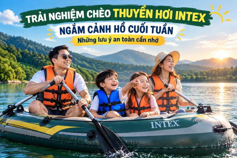 trải nghiệm chèo thuyền hơi intex