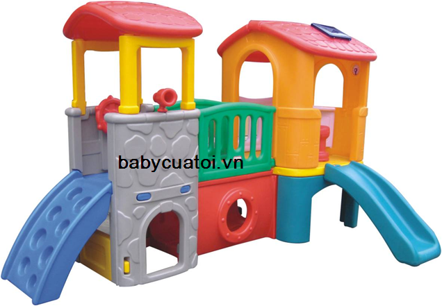 Nhà chơi cầu trượt 2 khoang cho bé KT056