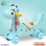 Ngựa bập bênh kết hợp xe chòi chân có nhạc màu xanh RK-511X