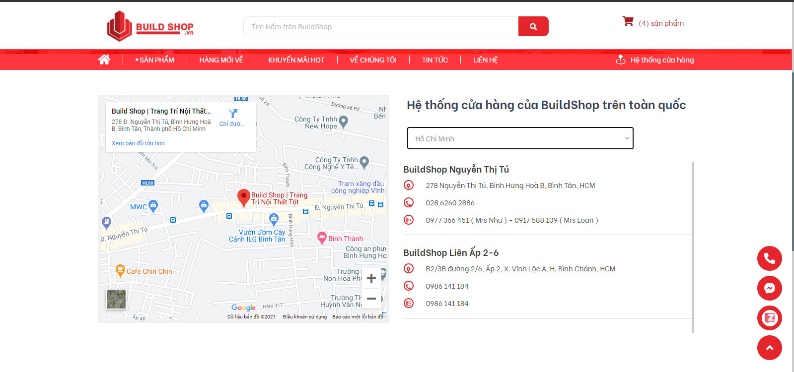 Hệ thống cửa hàng Build Shop