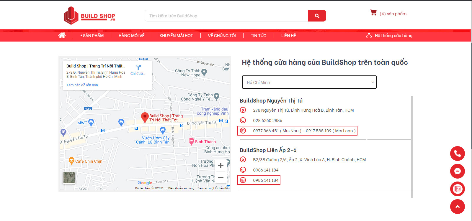 Zalo liên hệ build shop