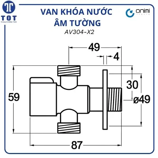 Van khóa nước âm tường ONIMI AV304-X2