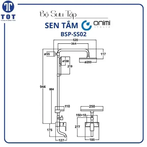 Cây sen tắm đừng ONIMI BSP-SS02