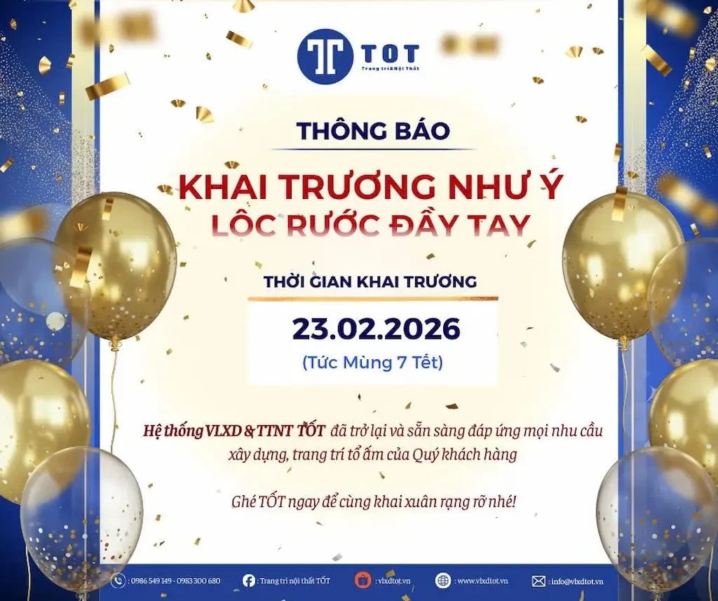 Thông báo khai xuân cửa hàng VLXD TỐT