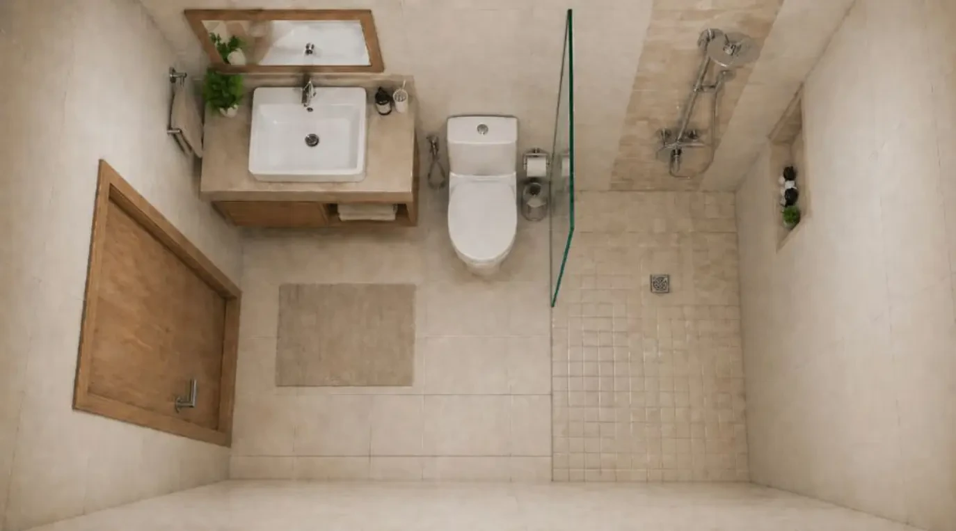 Hình minh họa bố trí phòng tắm