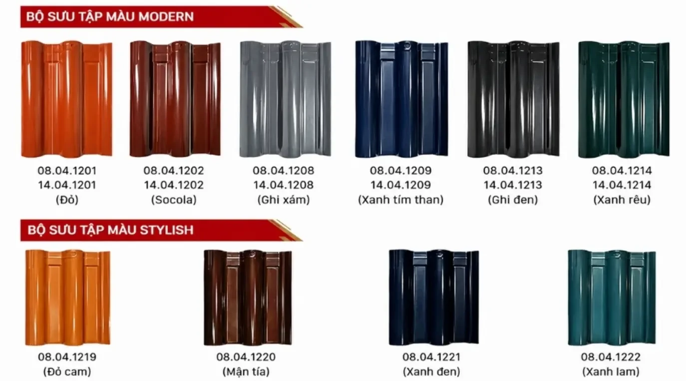 Bộ sưu tập sản phẩm ngói tráng men Prime