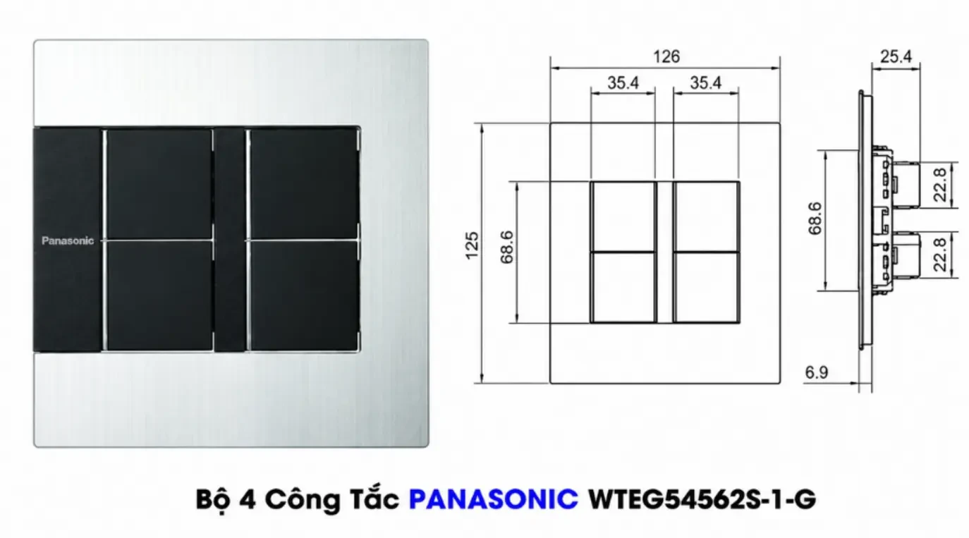 Bộ 4 công tắc Panasonic WTEG54562S-1-G