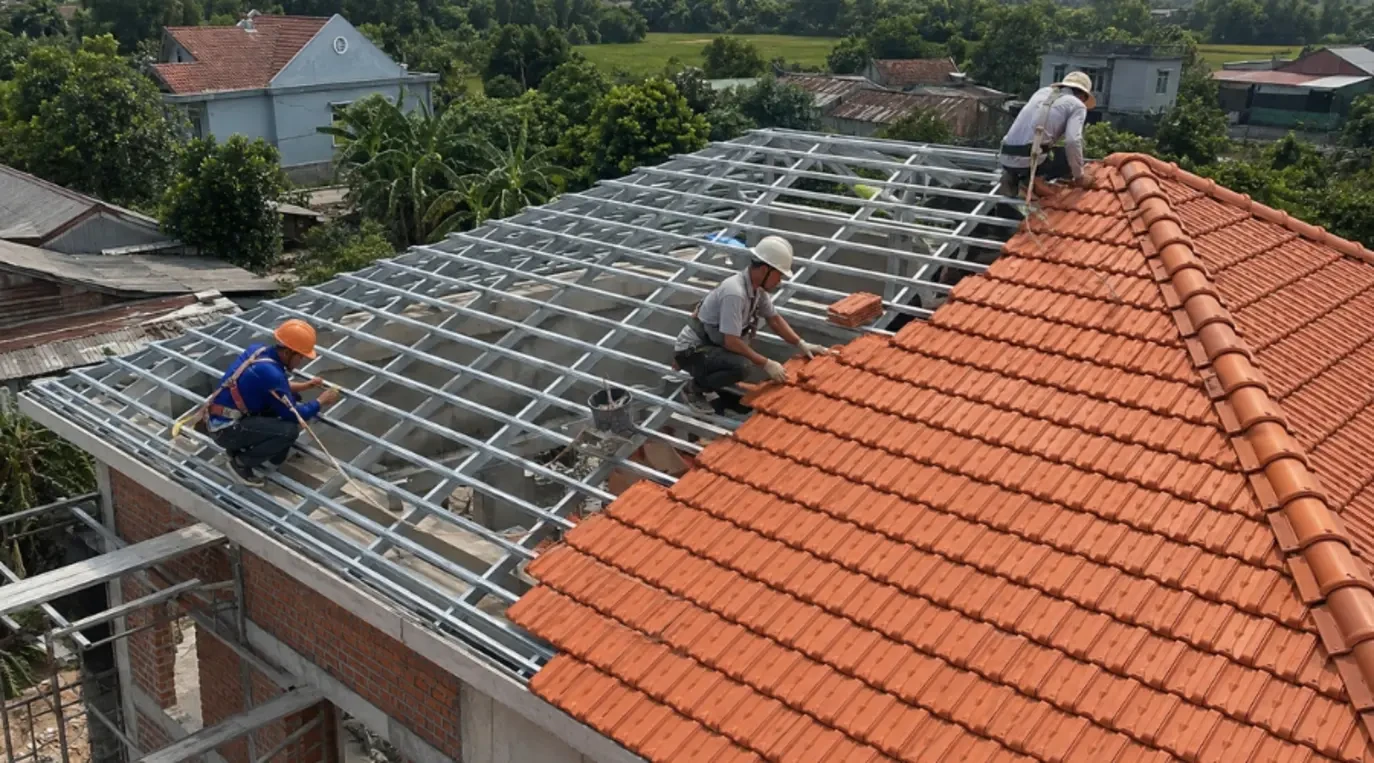 Quá trình lợp mái nhà