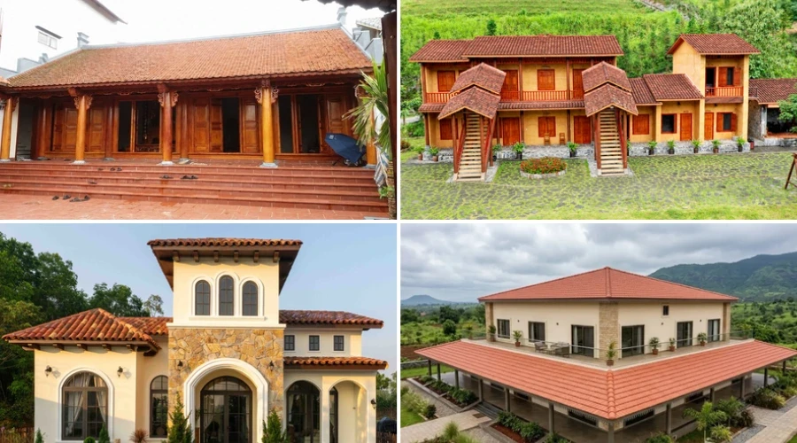 Công trình với mái bằng ngói đất nung