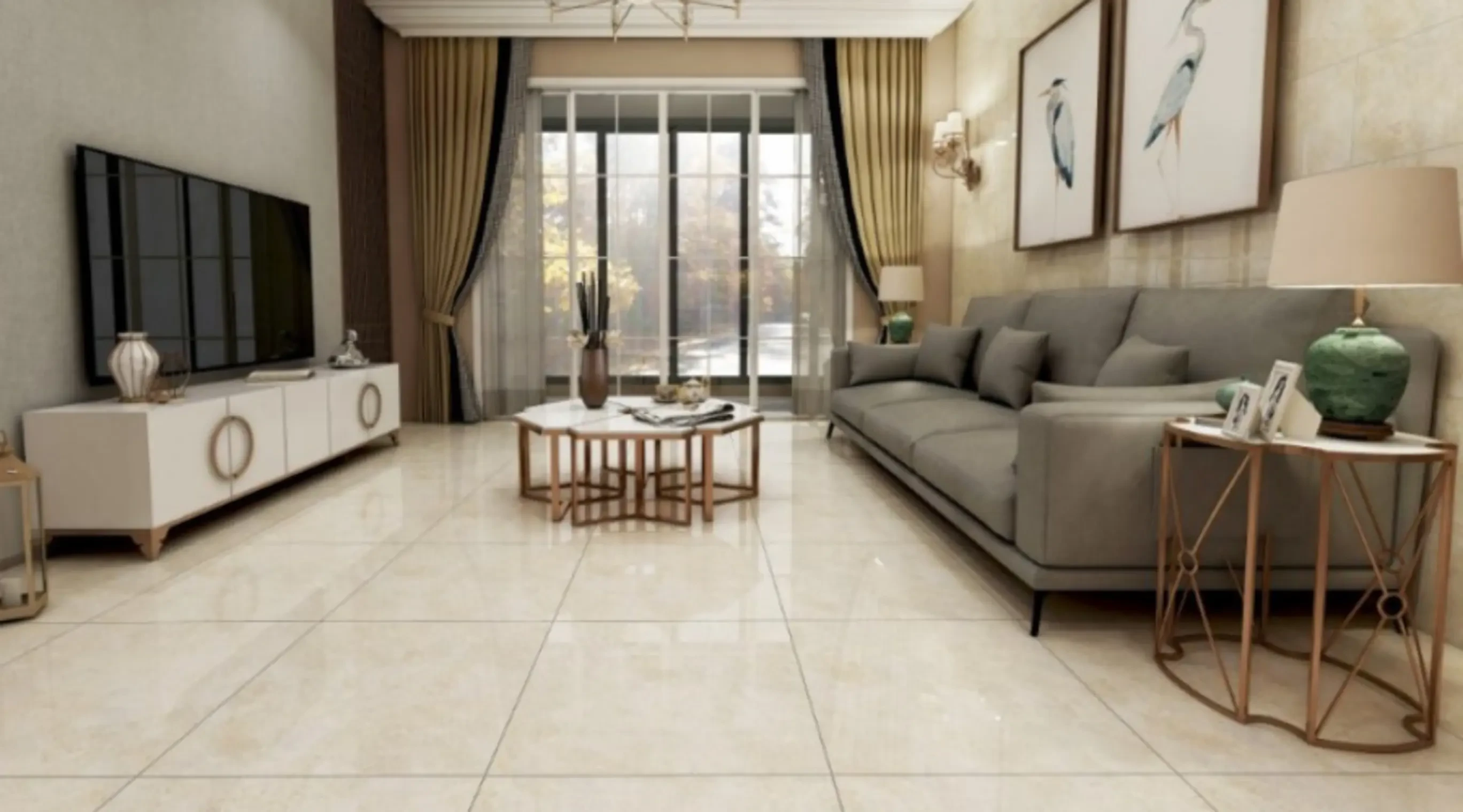 Gạch Prime lát nền màu sáng cho phòng khách