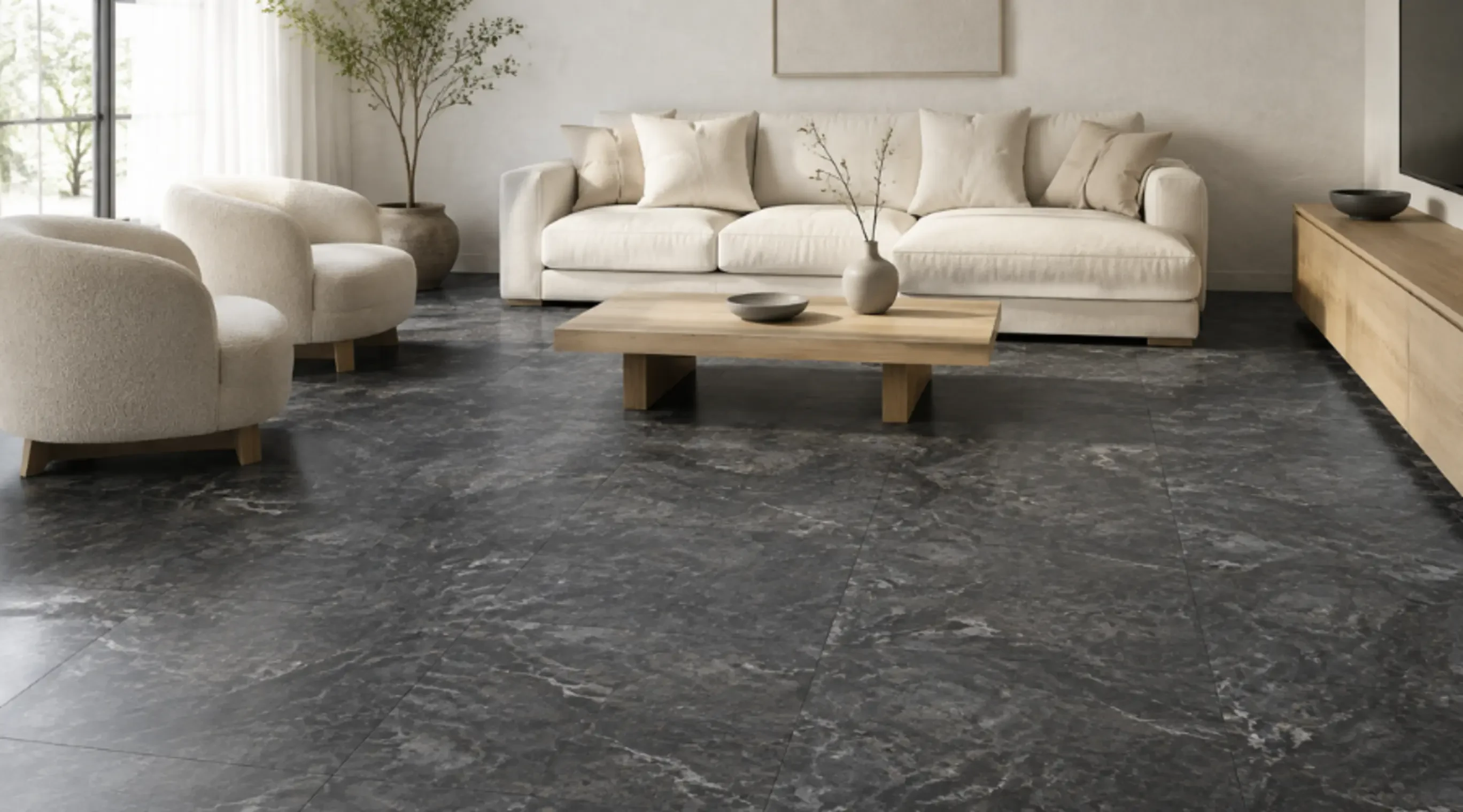 Gạch Prime tối màu với nội thất màu sáng