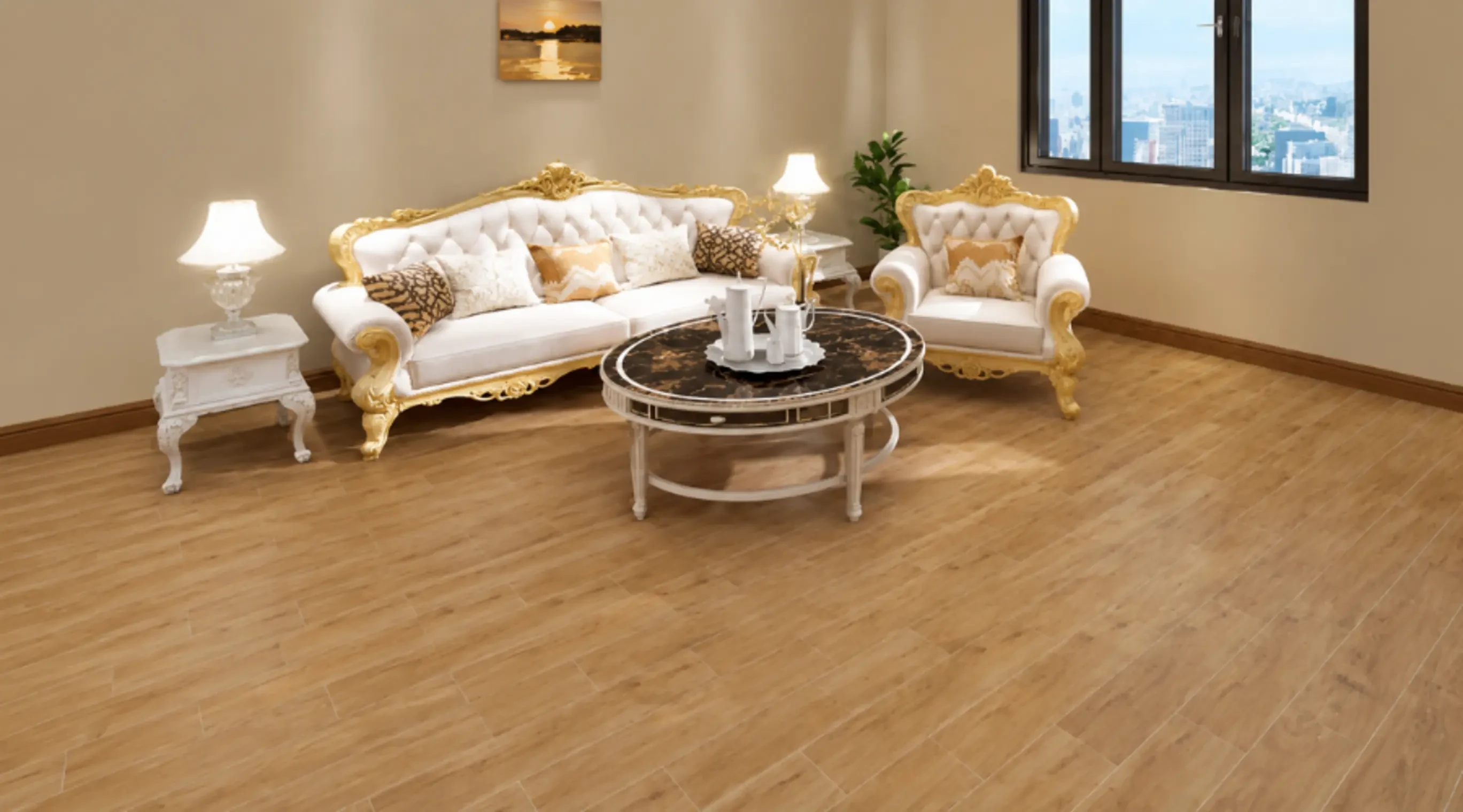 Gạch Prime vân gỗ với không gian ấm áp