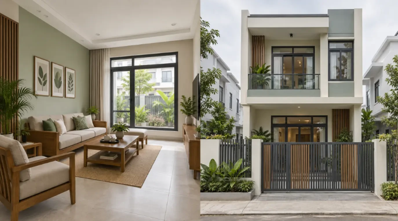 Khu vực nội thất và khu vực ngoại thất