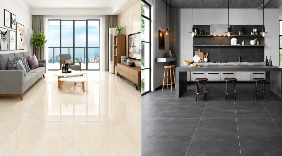 Gạch lát nền bóng và gạch lát nền mờ