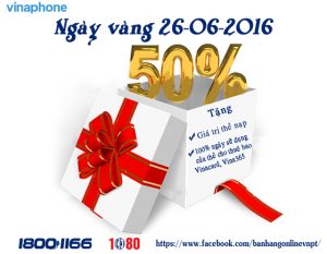 Tặng 50% giá trị thẻ nạp và 100% ngày sử dụng