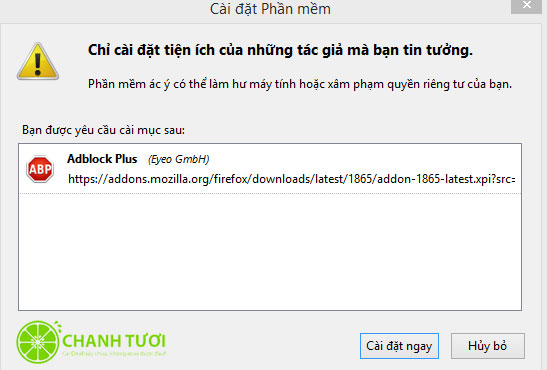 Xác nhận cài đặt Adblock Plus
