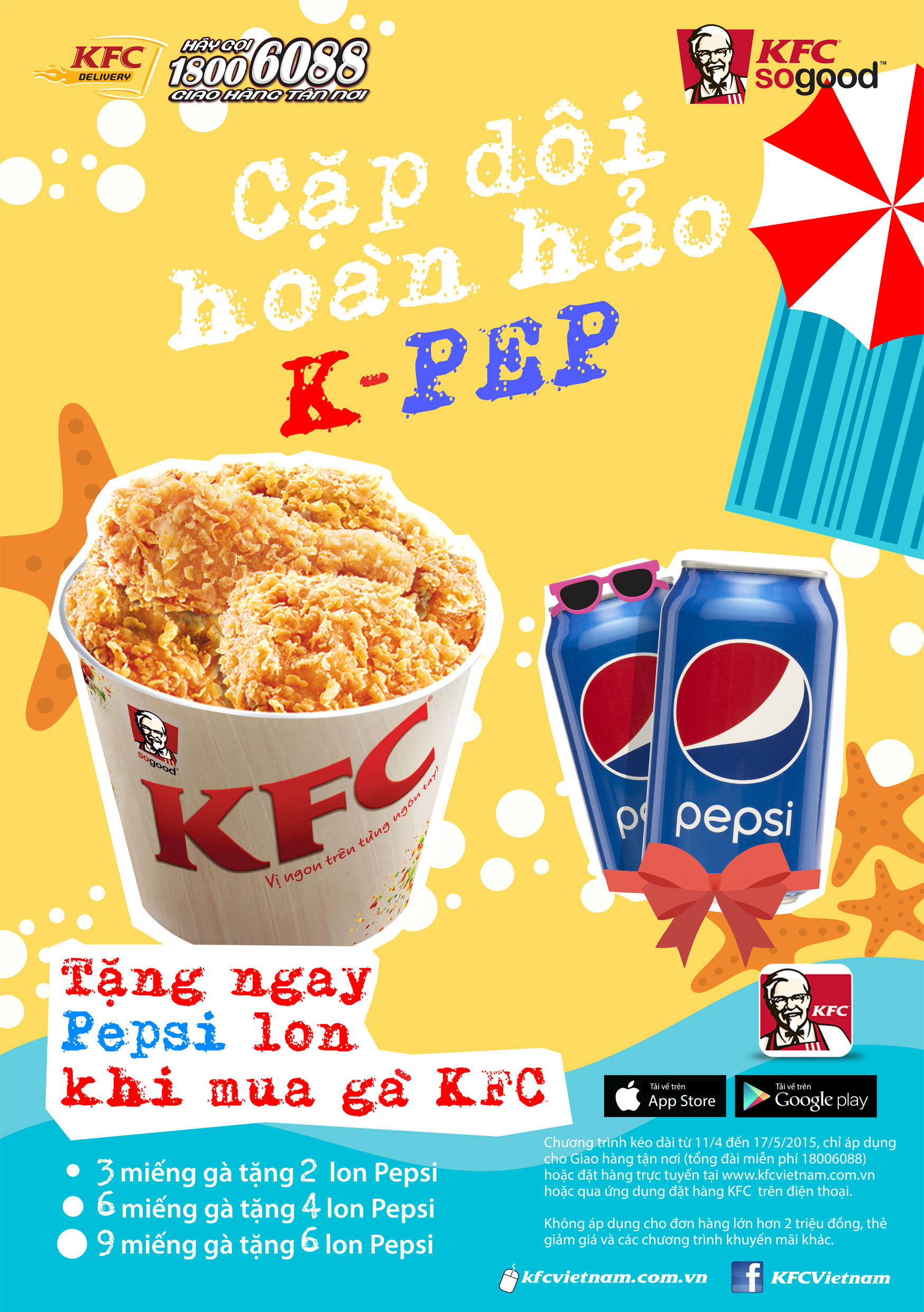 Ăn gà KFC uống pepsi miễn phí