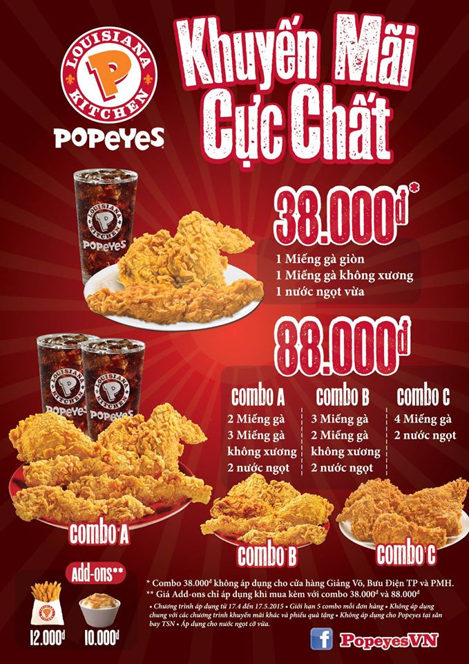 Popeyes khuyến mãi combo gà hấp dẫn