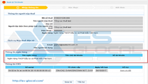 Đăng ký thêm tài khoản ngân hàng nộp thuế điện tử trên thuedientu