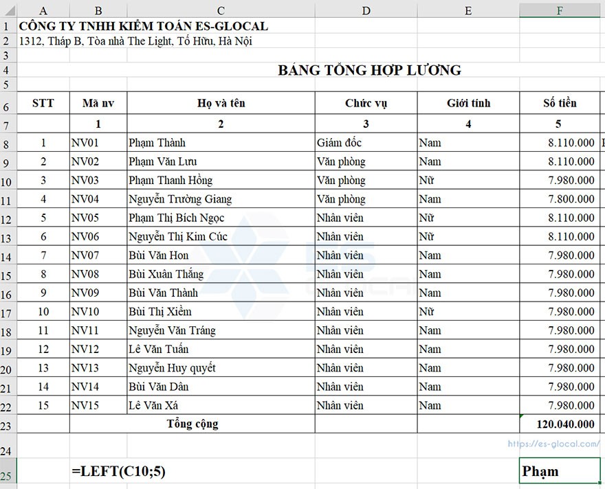 các hàm trong excel nâng cao