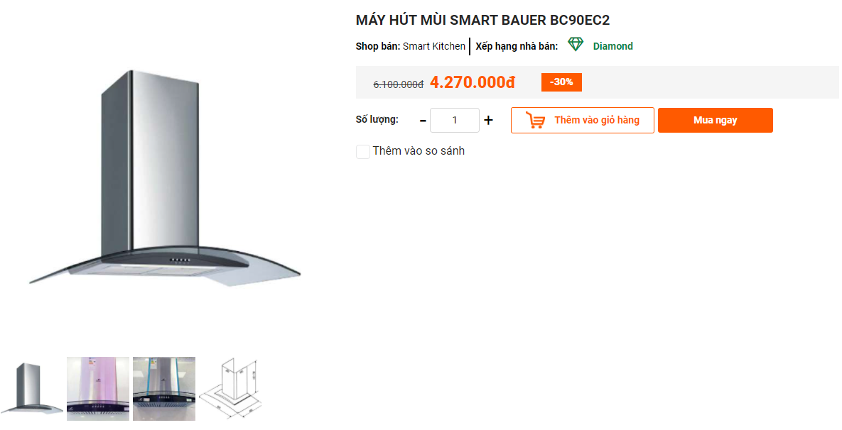 MÁY HÚT MÙI SMART BAUER BC90EC2