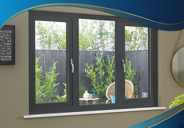 Cửa sổ nhôm 3 cánh mở quay chống cháy phù hợp để lắp đặt ở các phòng rộng