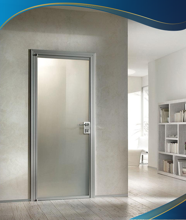 Cửa nhôm chống cháy 1 cánh khung nhôm và kính cường lực