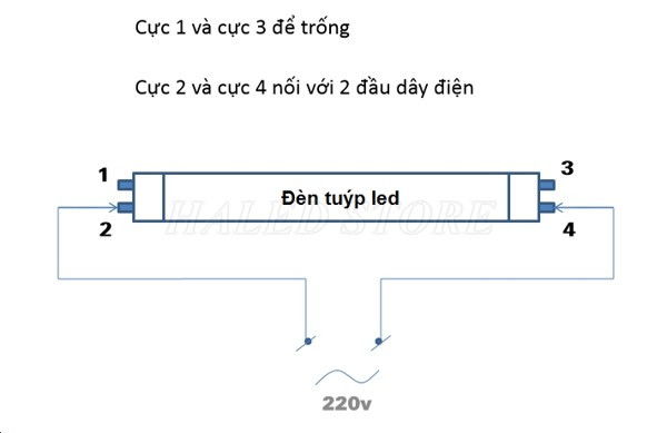 Sơ đồ đấu nối đèn tube LED 1m2