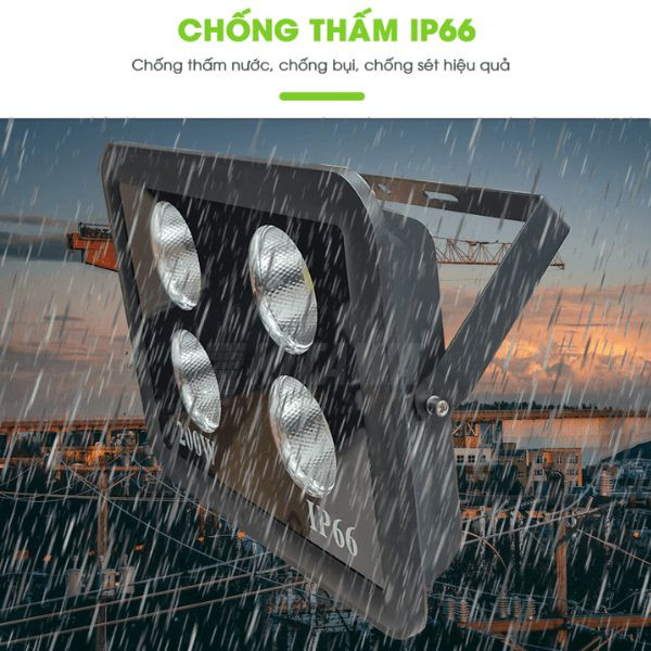 Với chỉ số IP66, đèn có khả năng chống bụi và chống nước rất tốt.