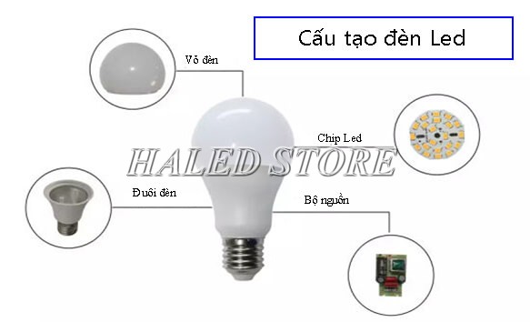 Ví dụ cấu tạo của đèn LED bulb Cấu tạo đèn LED bulb