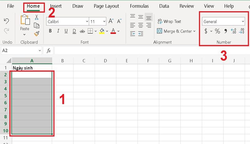 Cách định dạng ngày tháng trong file excel