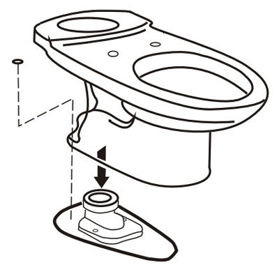 Đặt thân bồn cầu lên đế thải Đặt thân bồn cầu lên đế thải