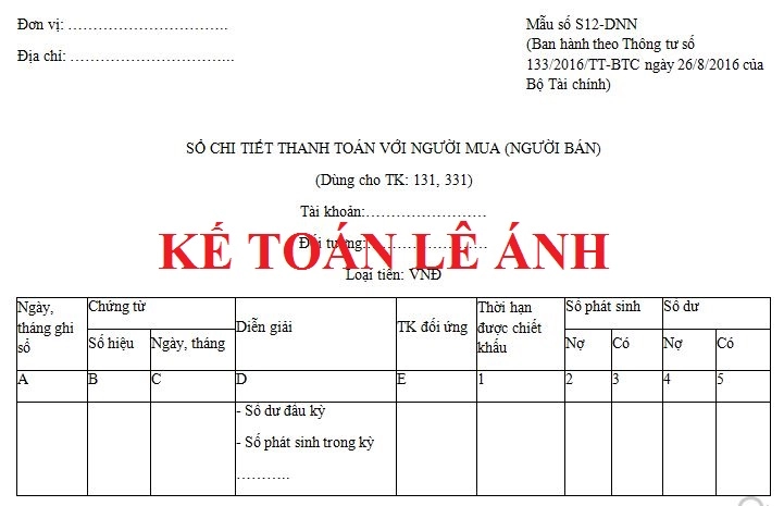 Sổ chi tiết thanh toán với người mua