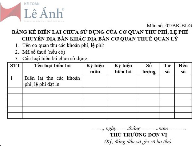 Mẫu 02/BK-BLG theo Nghị định 123/2020/NĐ-CP