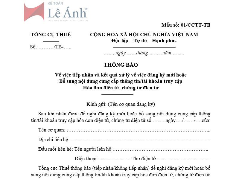Nội dung cung cấp thông tin hóa đơn điện tử chứng từ điện tử