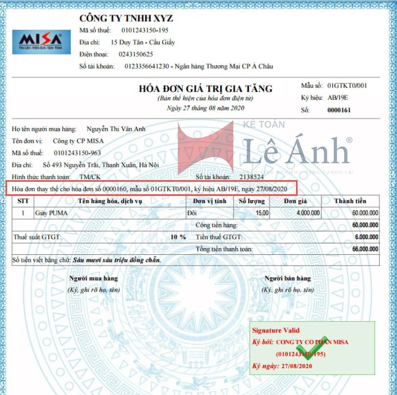 Lập hóa đơn thay thế