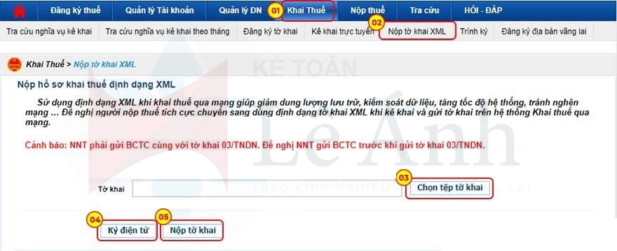 Nộp hồ sơ khai thuế