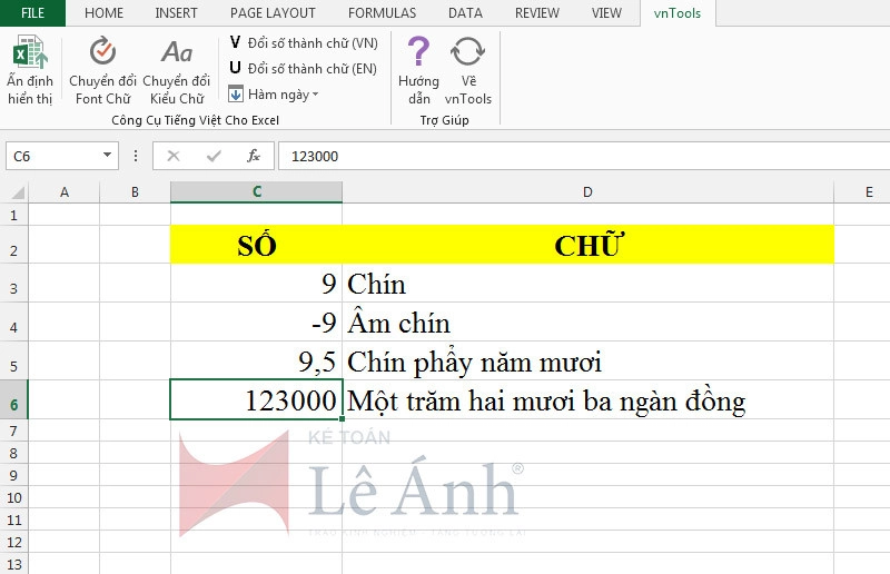 Hàm đổi số thành chữ trong Excel -3