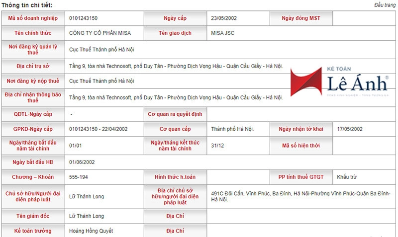 Tra cứu thông tin doanh nghiệp