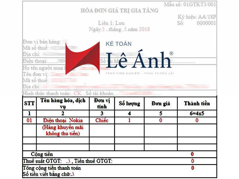 Cách viết hóa đơn điện tử hàng khuyến mại, hàng mẫu, quảng cáo