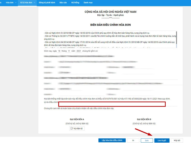 Cách lập biên bản điều chỉnh hóa đơn