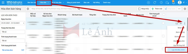 lập biên bản điều chỉnh hóa đơn