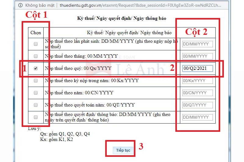 giấy nộp tiền thuế điện tử
