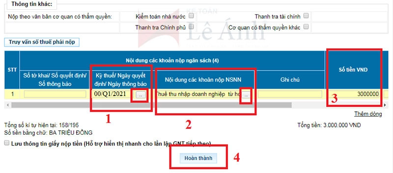 mẫu giấy nộp tiền vào ngân sách nhà nước mới nhất