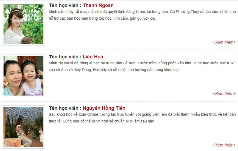 Phản hồi học viên khóa học kế toán ngắn hạn tại Đà Nẵng