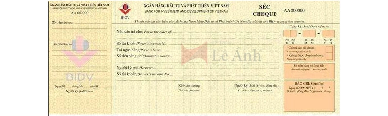 Mẫu Séc ngân hàng BIDV