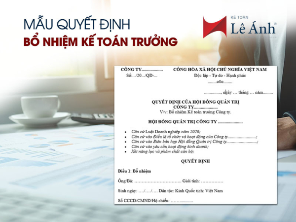 Mẫu quyết định bổ nhiệm kế toán trưởng