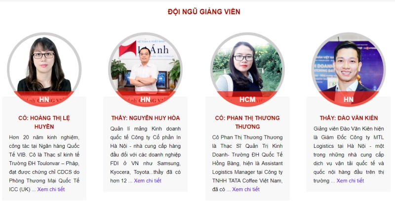 Đội ngữ giảng viên Xuất nhập khẩu Lê Ánh