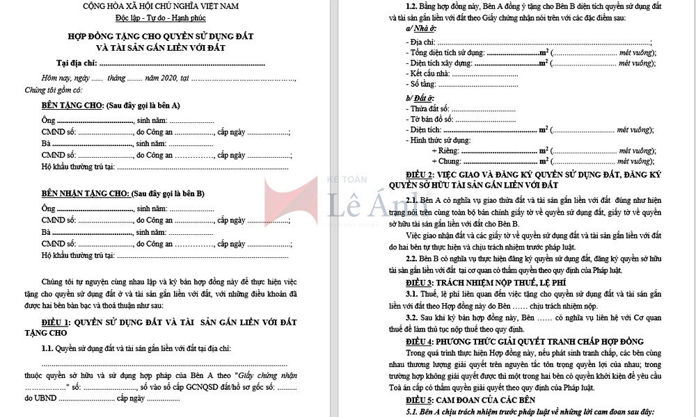mẫu hợp đồng chuyển nhượng quyền sử dụng đất mới nhất